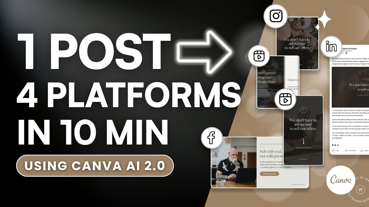 Легкий ресайклинг контента | От 1 поста до 4 платформ за считанные минуты с Canva AI 2.0