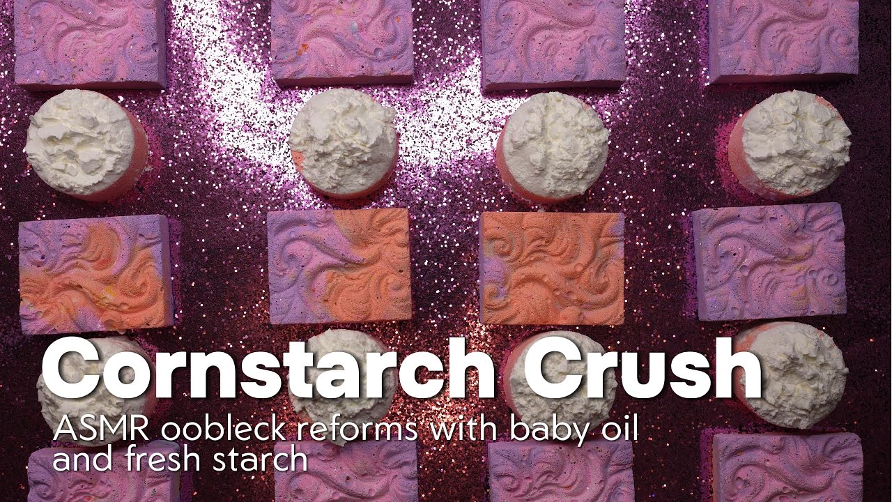 ASMR Cornstarch Confetti Crunchies Crush with Fresh Starch and Baby Oil