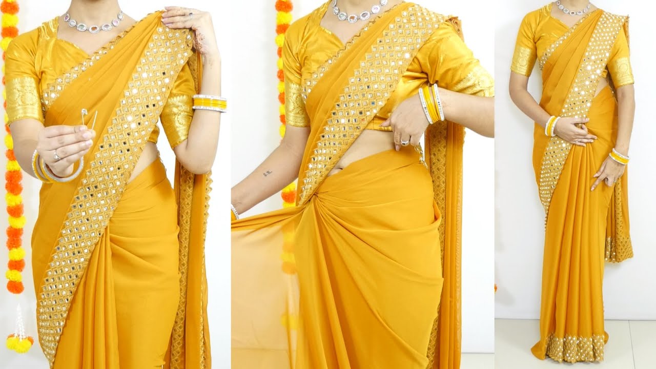 Wedding Saree Draping For Slim Look | Perfect Silk Saree Draping with Hip & Shoulder Pleats