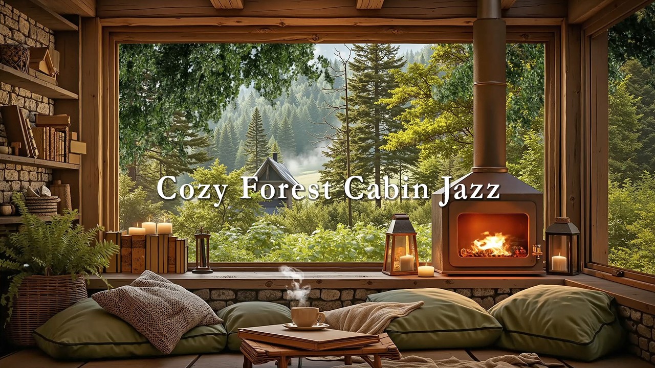 Cozy Forest Cabin Jazz 🌿Retreat Jazz, Peaceful Nature Ambience & Piano Tunes☕