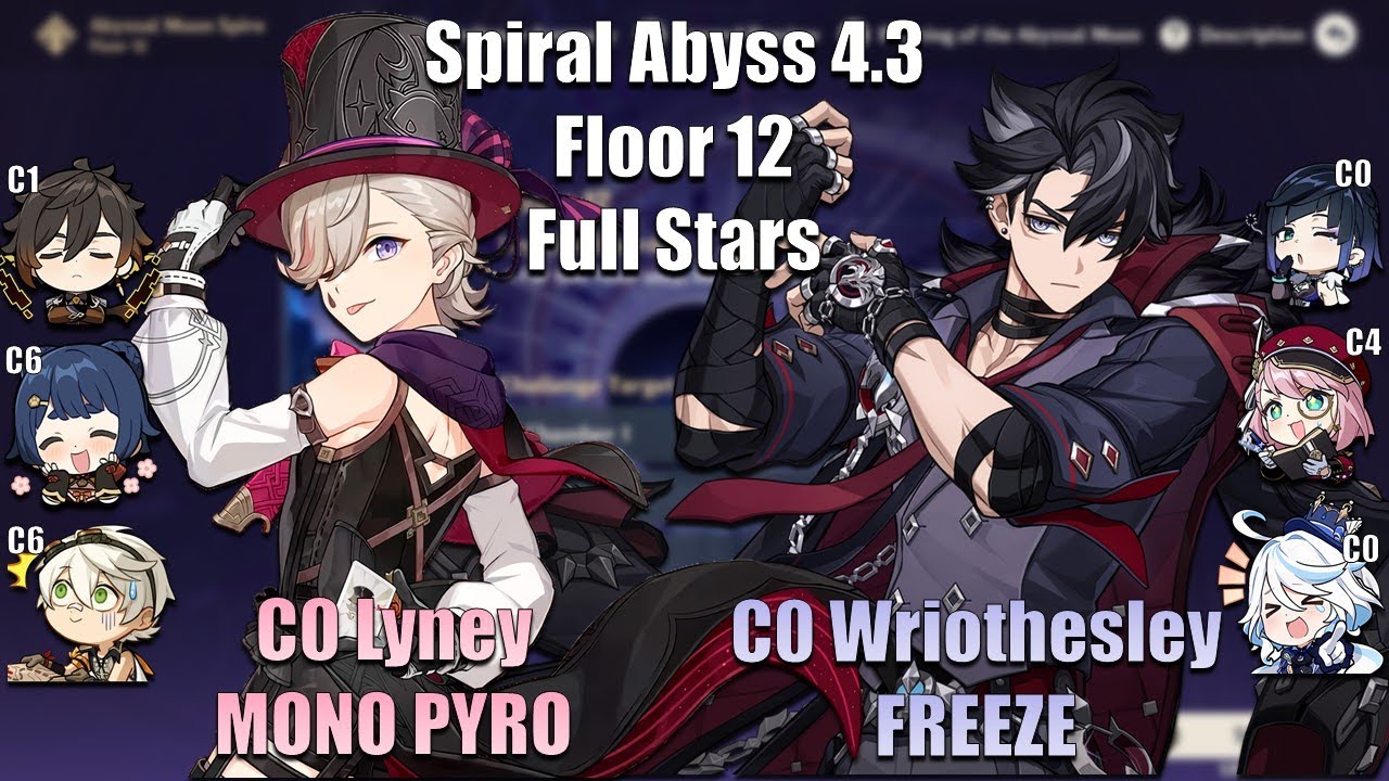 4.3 Spiral Abyss Floor 12 9* Clear - C0 Lyney, C0 Wriothesley, & C0 Furina