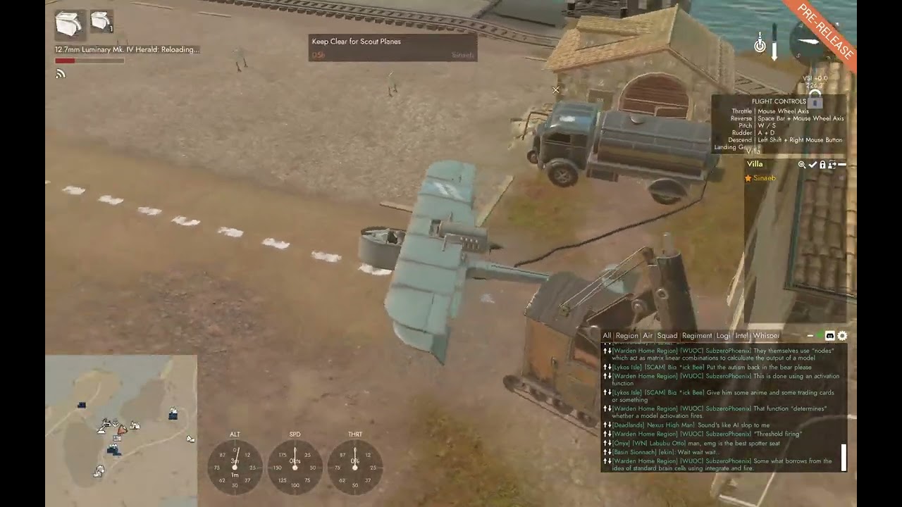 Foxhole Pre-Patch War harrassing collie midline with scout plane