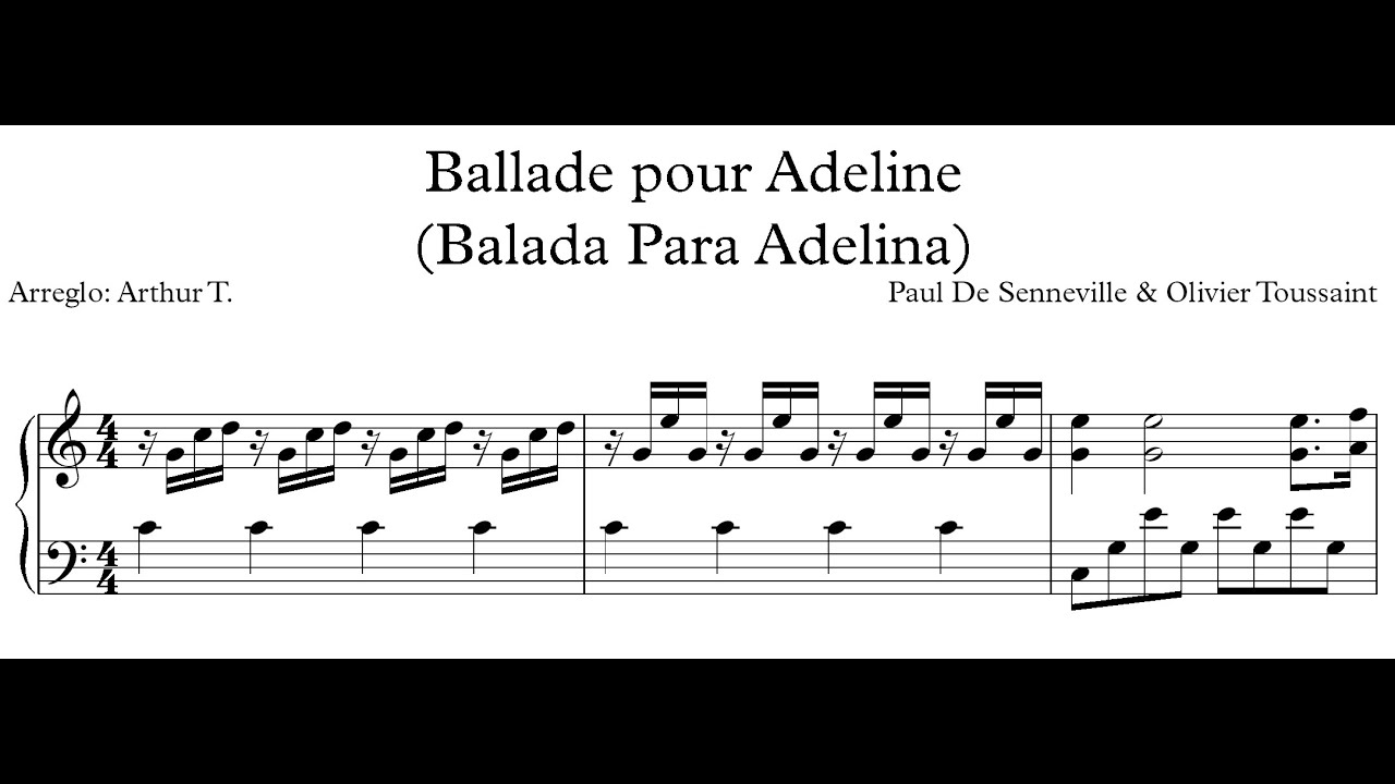 Ballade Pour Adeline (Balada Para Adelina) Score (Partitura) Paul de Senneville & Olivier Toussaint