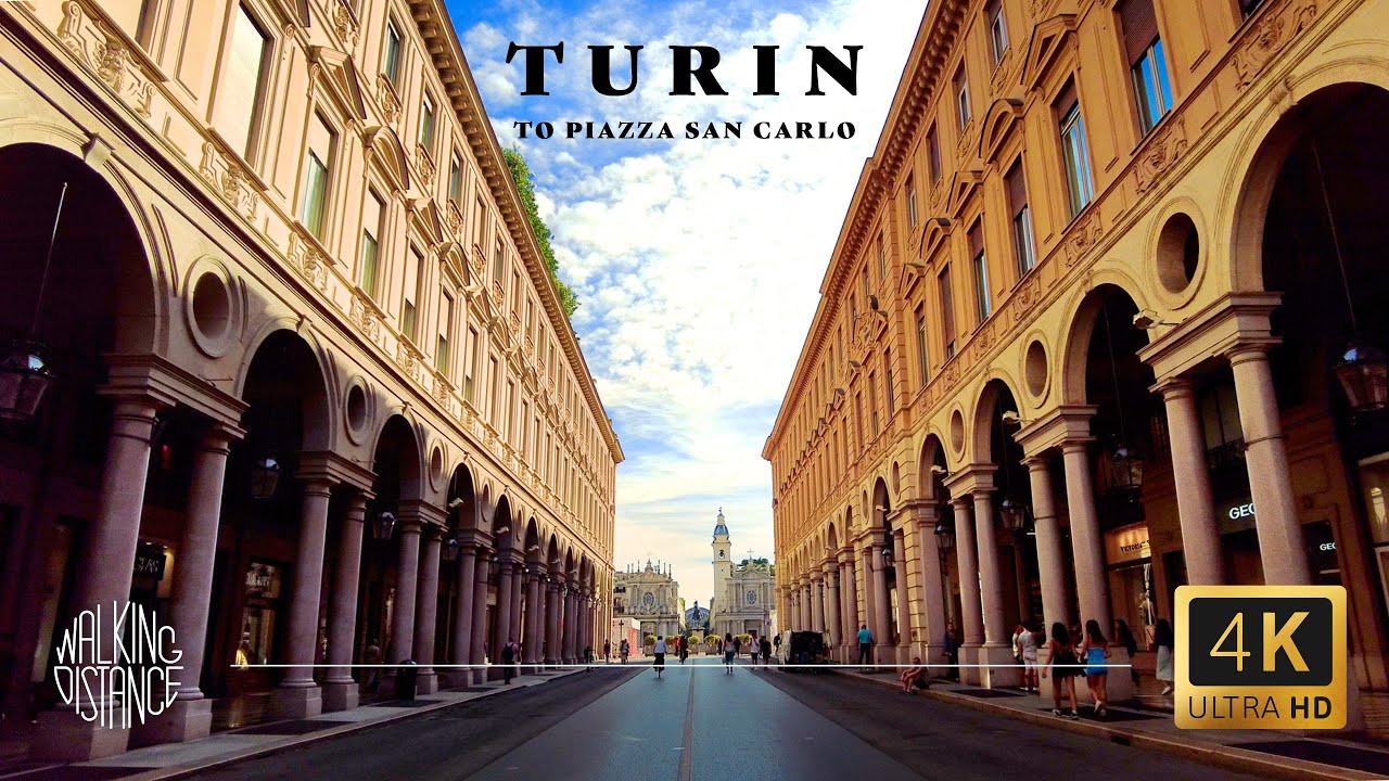 TURIN, ITALY -  [4K] Walk from Via Garibaldi to Piazza San Carlo