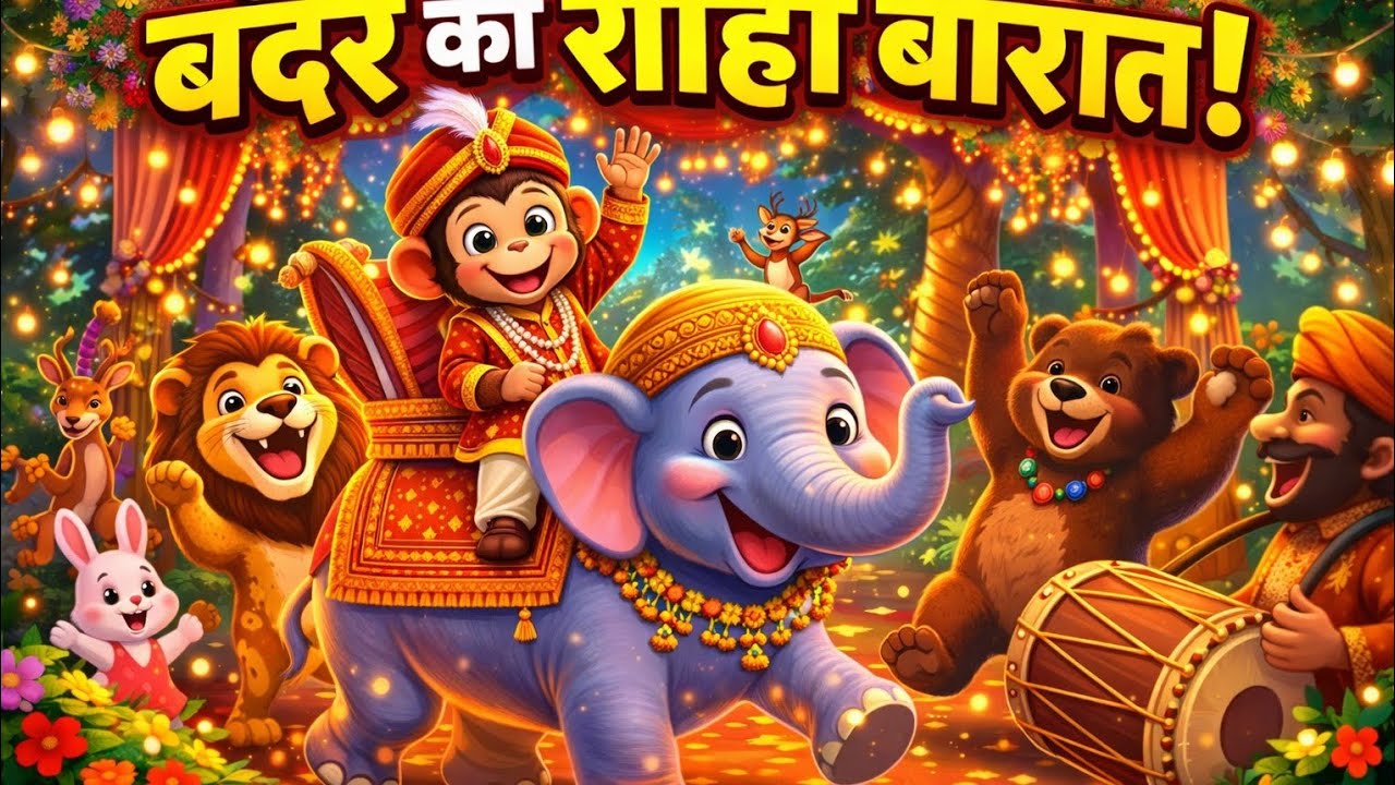 बंदर की शाही बारात 🐒🐘🎉 | Jungle Wedding Part-3 | Hindi Kids Cartoon Story