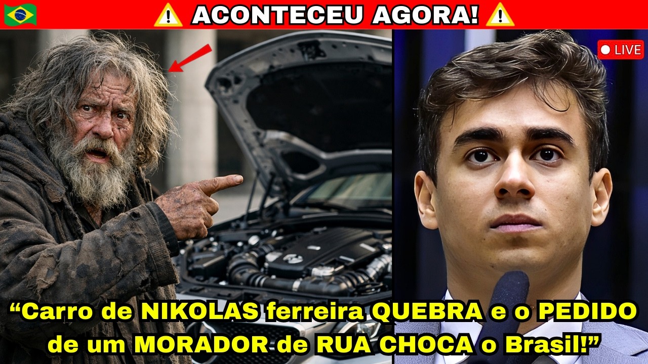CARRO DE NIKOLAS FERREIRA QUEBRA NA RUA… E O PEDIDO DE UM MORADOR DE RUA CHOCA O BRASIL
