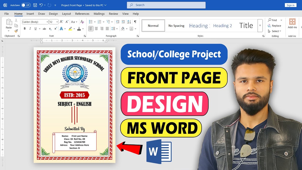 Project Front Page Design in MS Word | Simple & Professional Cover Page Design Tutorial