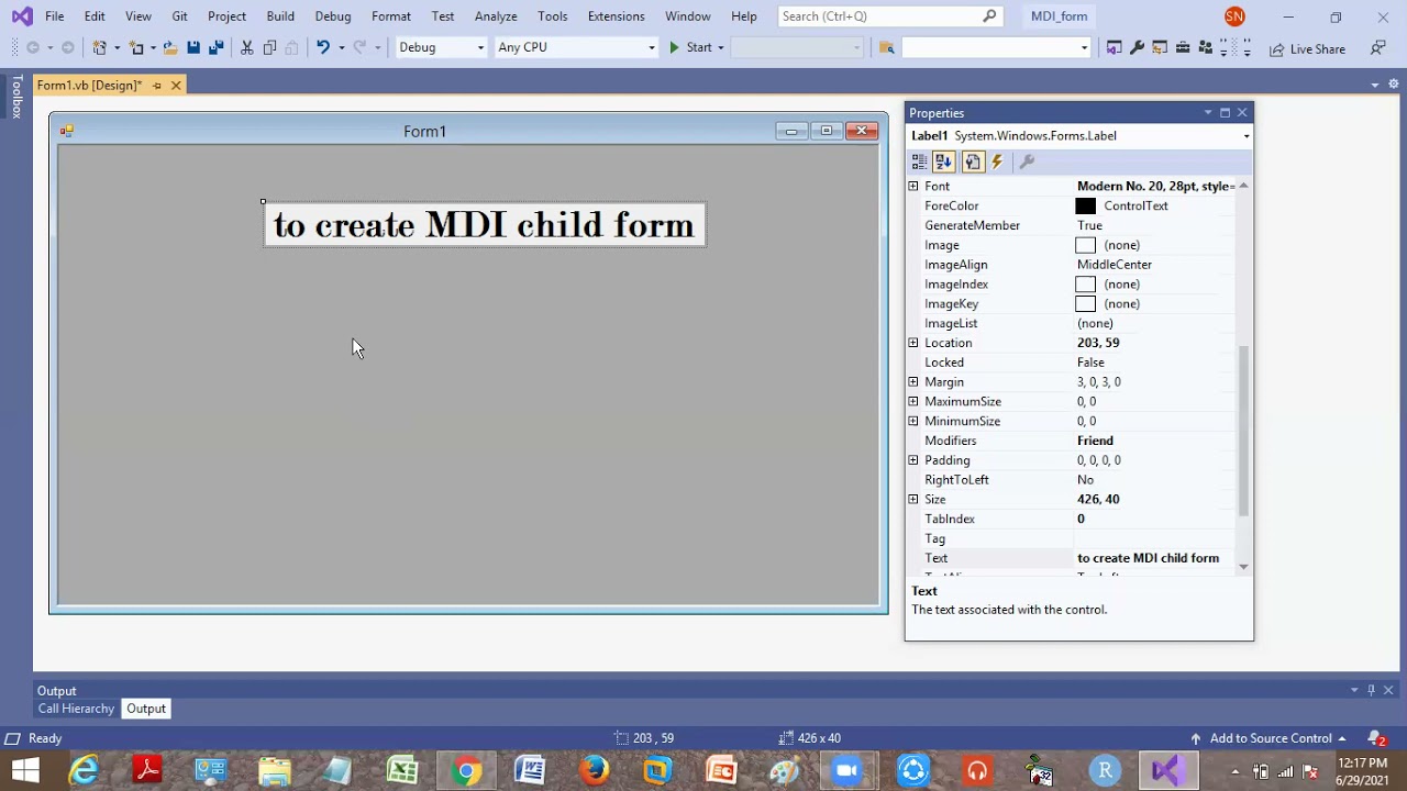 vb.net program to create a MDI child form during run time