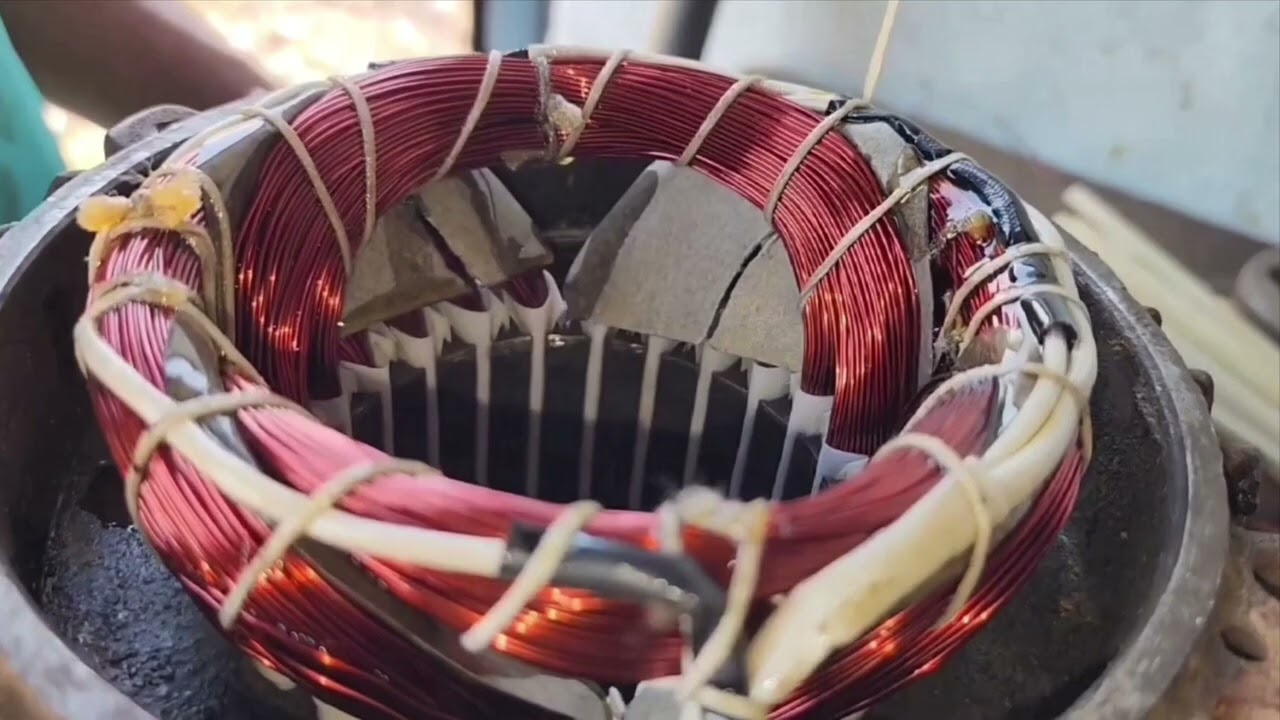 CRI 2 HP 2 WIRE 440 VOLTS AGRICULTURAL MONOBLOCK MOTOR REWINDING DETAILS. ##rewinding #motor #work 