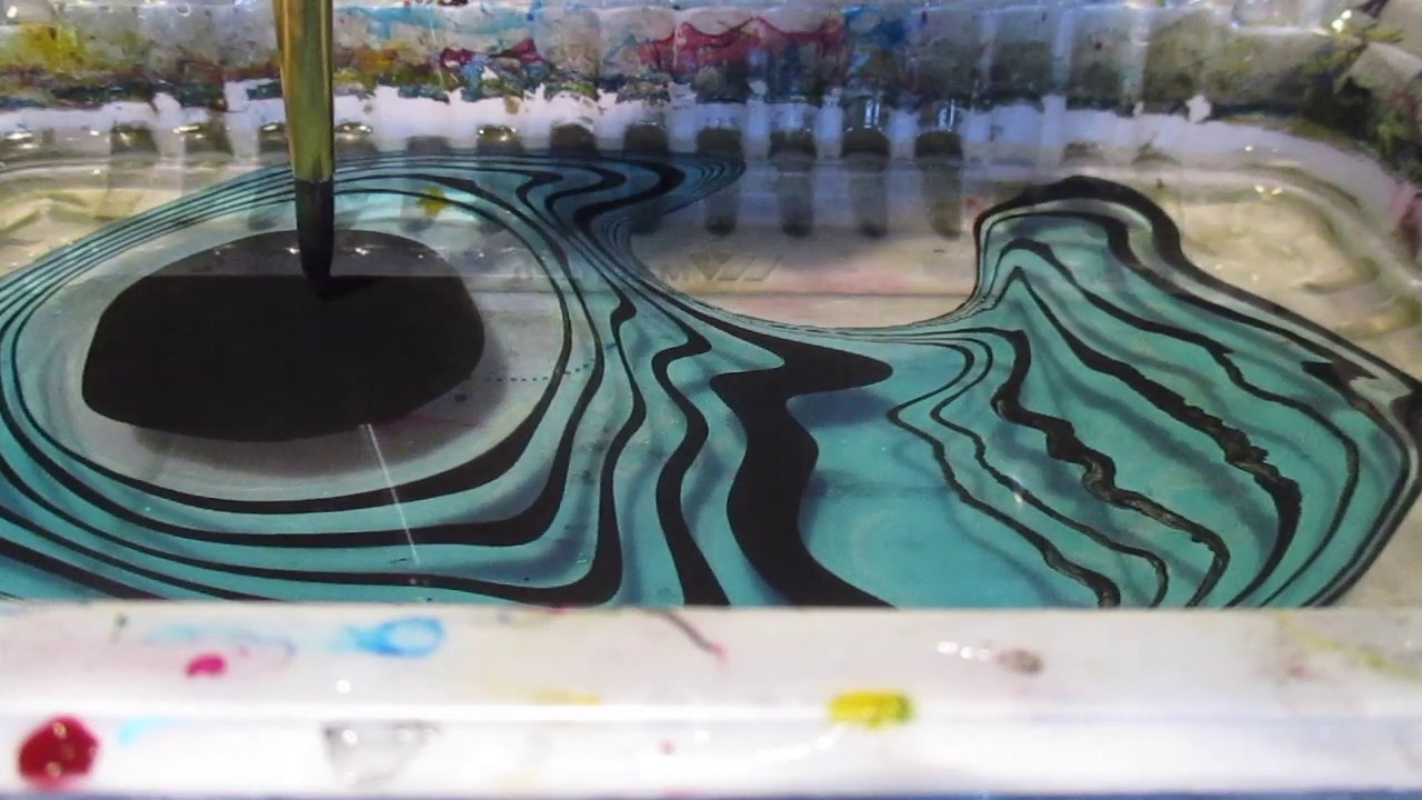 Water Marbling on Watercolor Paper | The Sun Is The Center of Your Blues | My Suminagashi