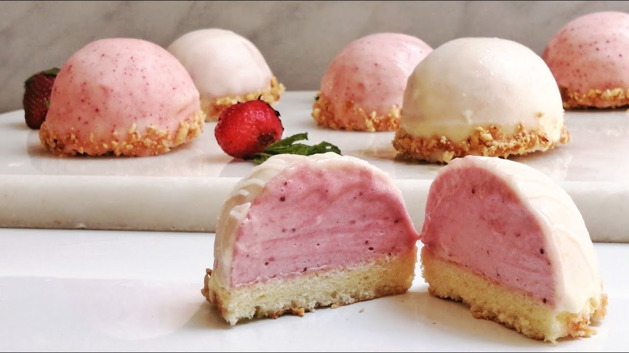 دوم موس الفراولة بذوق الاسكيمو - entremet les dômes mousse fraise