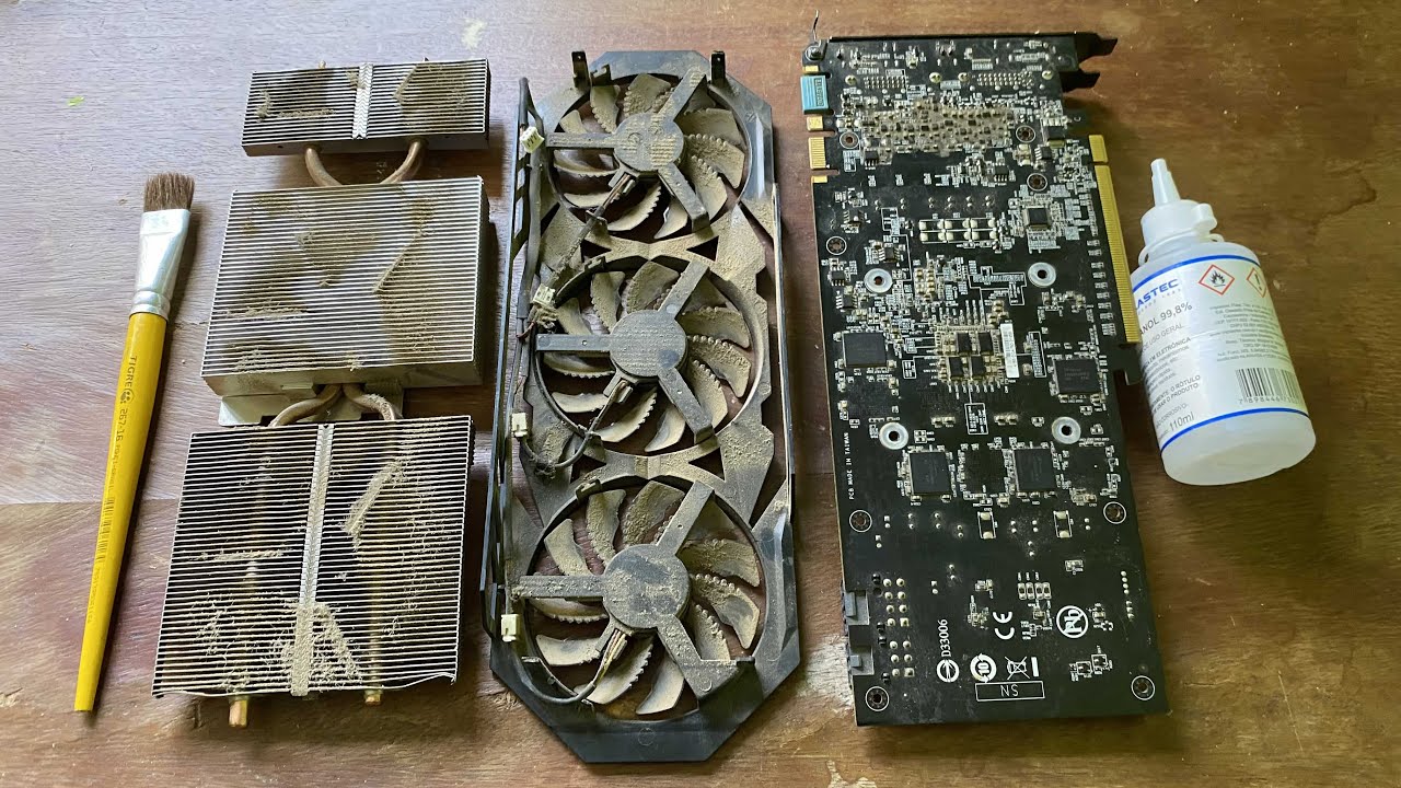 Limpando a Placa de vídeo após 7 anos de uso com álcool isopropílico - GTX 970 Muito empoeirada