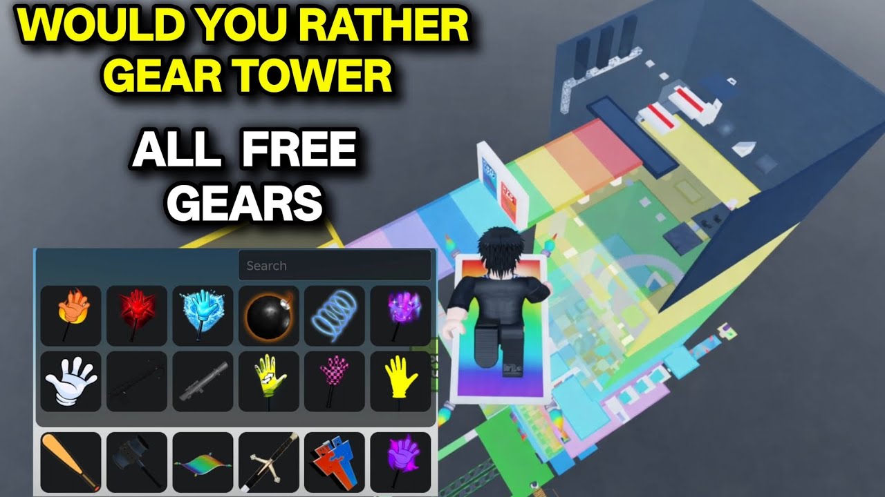 FINDING ALL FREE GEARS IN WOULD YOU RATHER GEAR TOWER ROBLOX |(Free Gears) BaBa Gaming