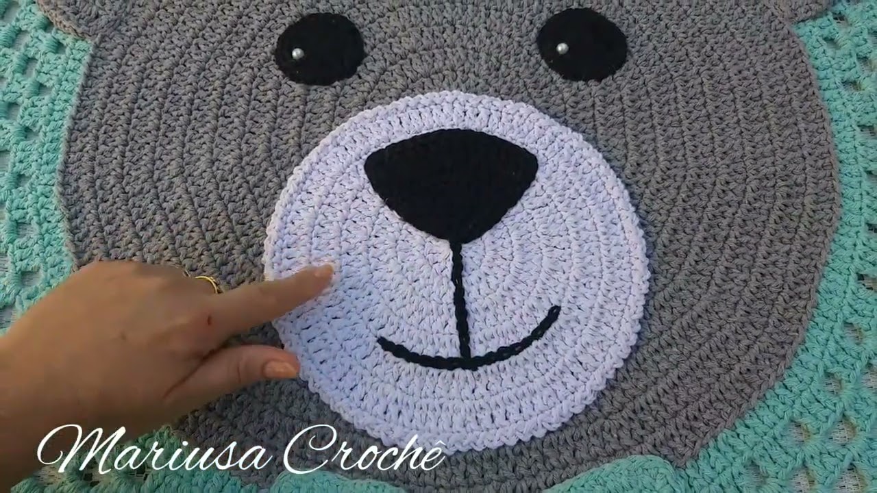 Tapete Urso para quarto de menino 🐨 @Mariusa Crochê  #tapeteinfantil #tapeteurso