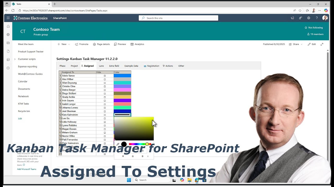 Kanban Task Manager Assignee settings