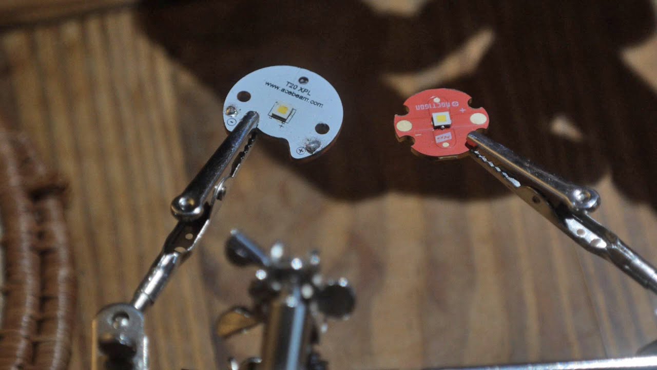 Ремонт фонарика: Как припаять светодиод к медной звездочке (MCPCB) Acebeam T20