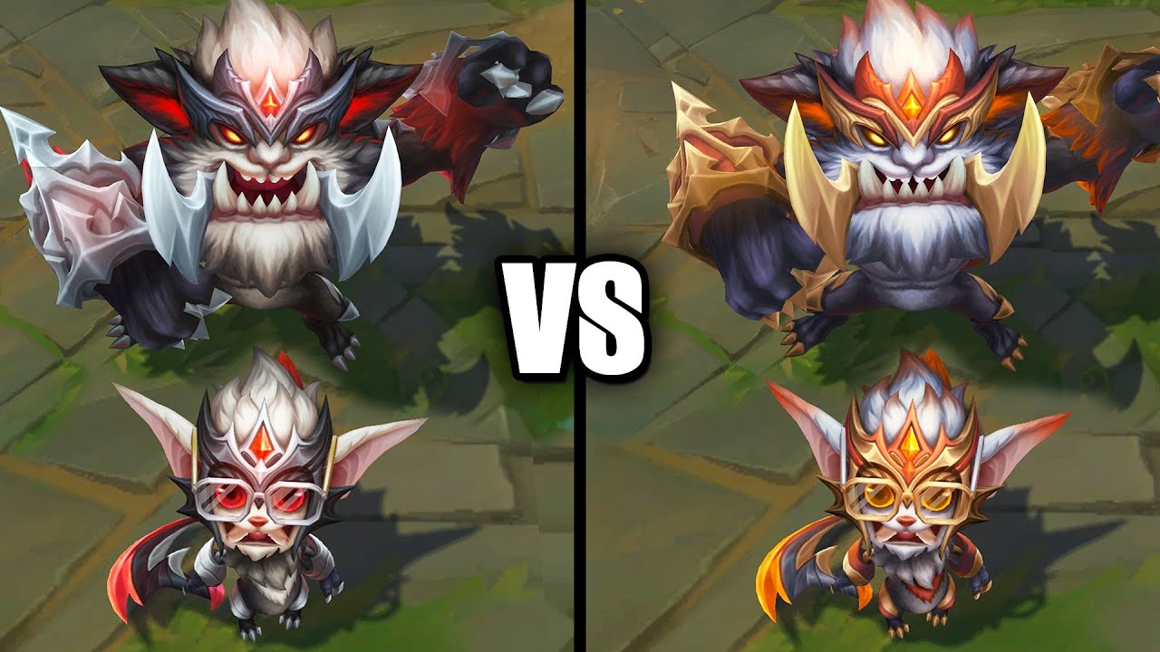 T1 Gnar vs Elite Chroma Skins Comparison (League of Legends)