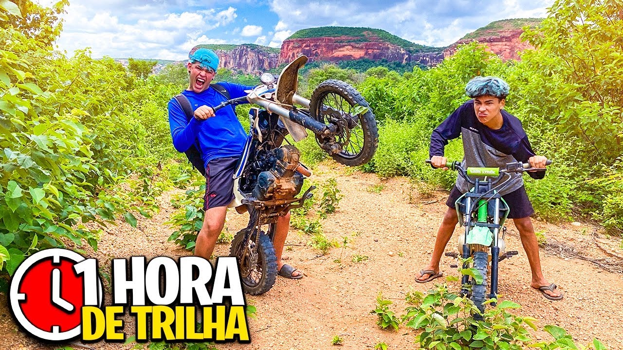VLOG DE 1 HORA FAZENDO TRILHA DE MINI MOTO NA MATA