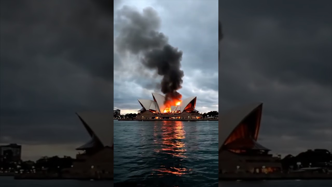 Opera house sydney on fire