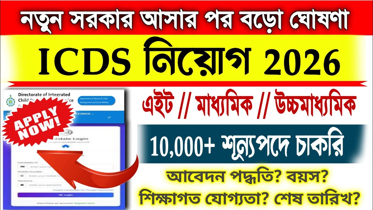 WB ICDS Form Fillup 2026, | WB ICDS Recruitment 2026 | anganwadi recruitment 2026 | ICDS | #jobs
