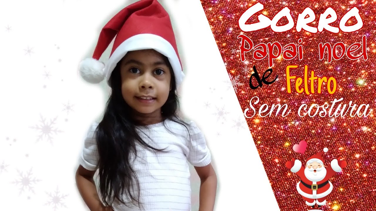 como fazer gorro de Papai Noel em feltro sem costura - Muito fácil.   #saoluisdomaranhao