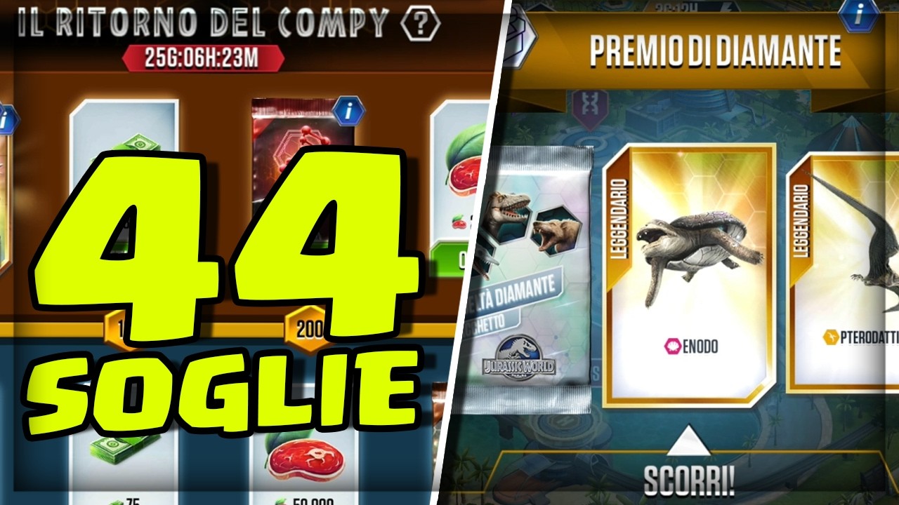 PREMIO DIAMANTE + 44 SOGLIE PASS PREMIUM IL RITORNO DEL COMPY  | JURASSIC WORLD THE GAME S2 #478
