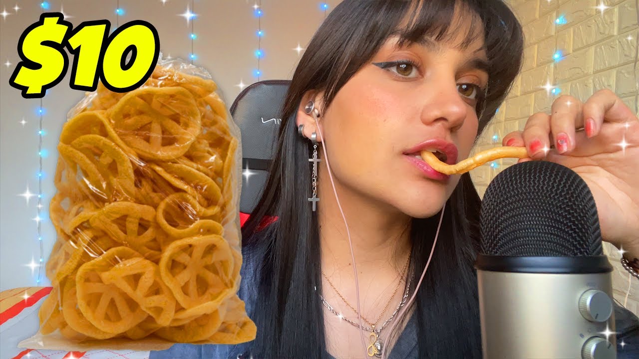 ASMR 💦 Comiendo CHICHARRONES BARATOS 👄 Con Mucha SALSA (Muchos Mouth Sounds) #babita #asmr
