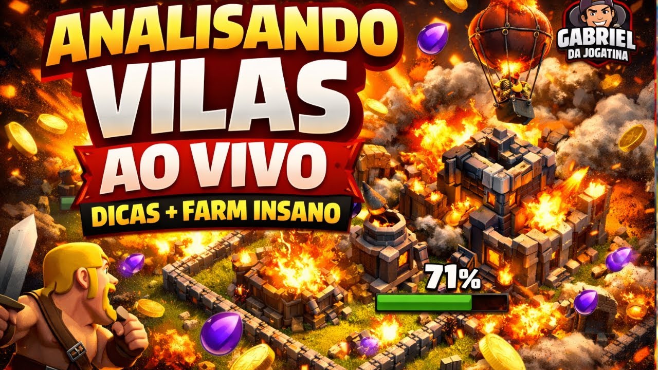 AO VIVO AGORA: ANALISANDO VILAS + FARM INSANO no CLASH OF CLANS