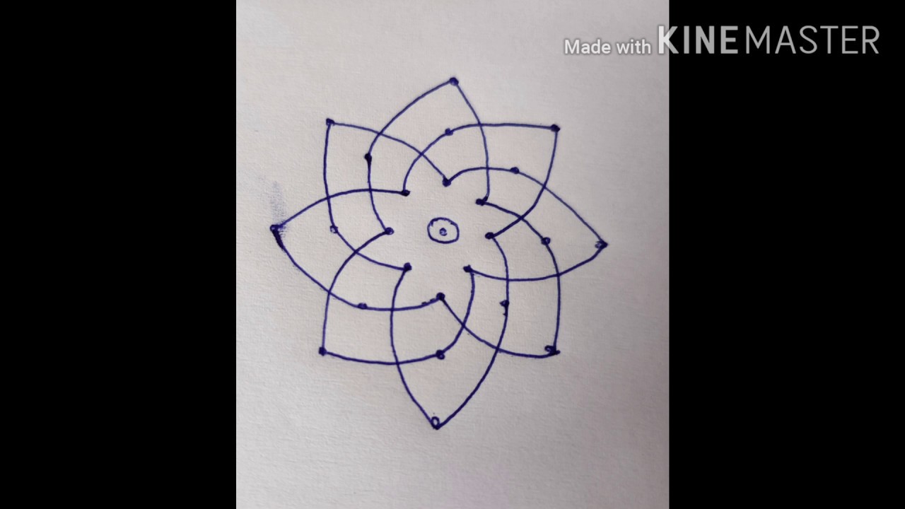 Lakshmi hrudaya kamala rangoli draw without lifting hand (Friday pooja Rangoli) muggulu/kolam