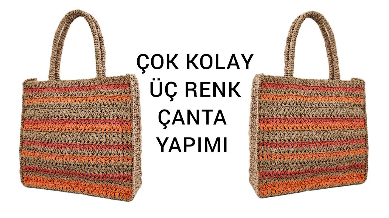 ÇOK SEVECEĞİNİZ KAĞIT İP İLE ÜÇ RENK ÇANTA YAPIMI🧶