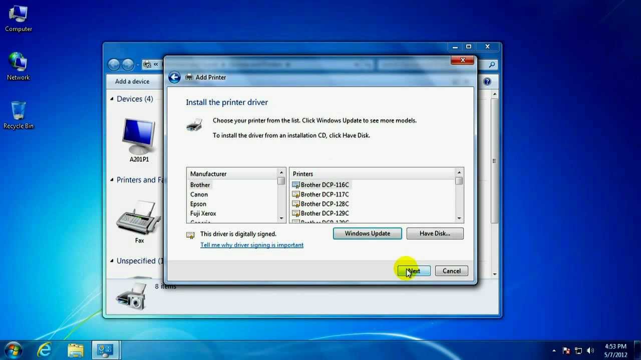 Как добавить сетевой принтер с помощью Windows 7