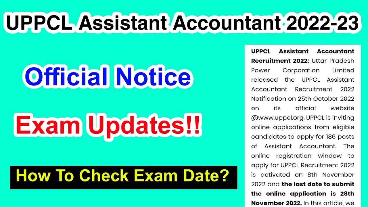 UPPCL Assistant Accountant Exam Date 2022-23 | How to check exam updates