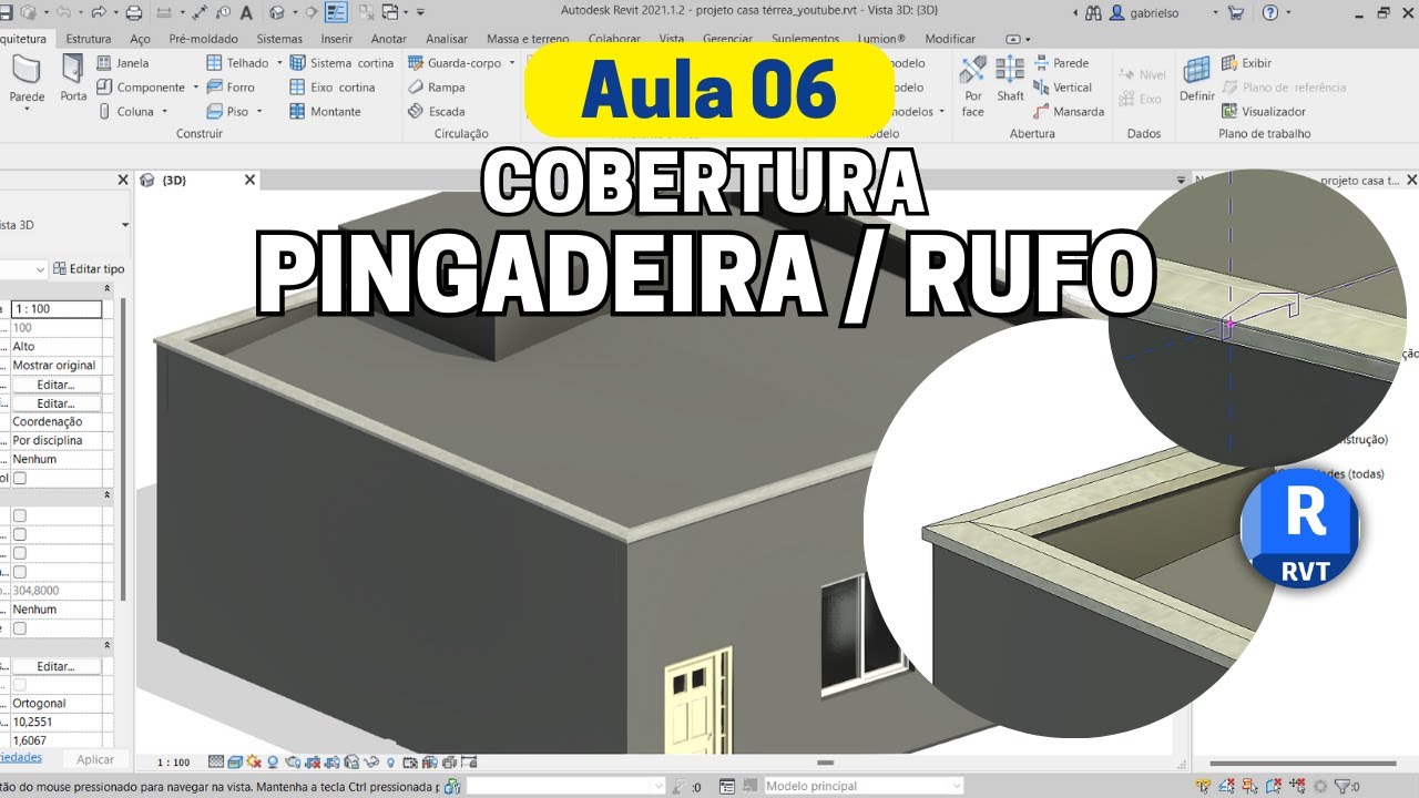 Cobertura no Revit - Como fazer pingadeira (Aula 06)