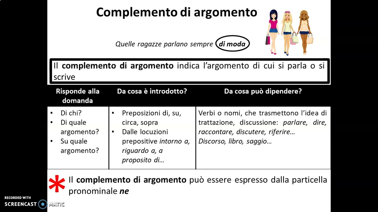 14 Complemento di età, argomento, limitazione