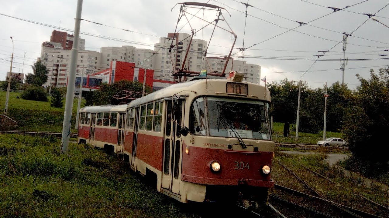 Поездка на трамвае Tatra T3SU СМЕ 304+305 (в вагоне 304), маршрут 10, Екатеринбург