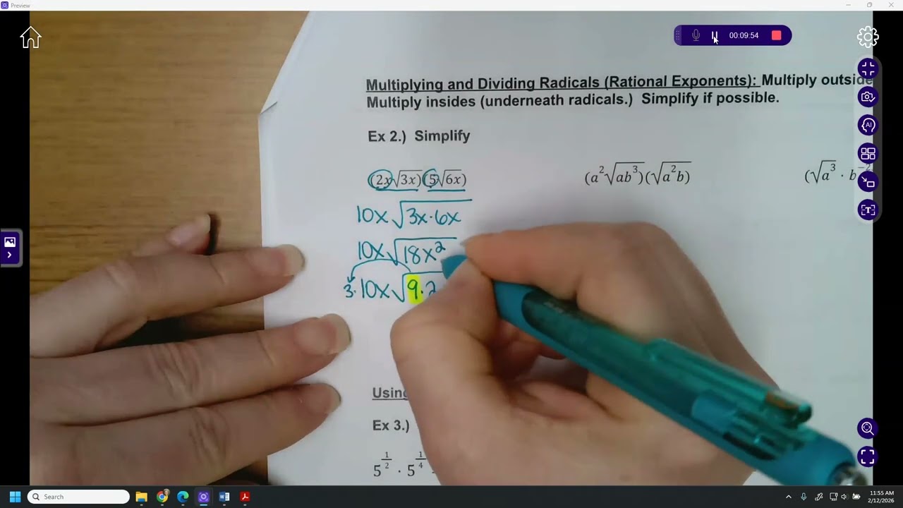 Algebra 2 5-2 Properties of Exponents and Radicals