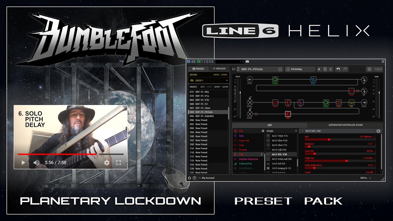 Bumblefoot demonstrates Line6 Helix presets for song Planetary Lockdown