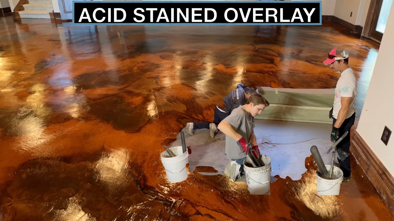 Acid Staining A Basement Floor Using A Concrete Overlay System