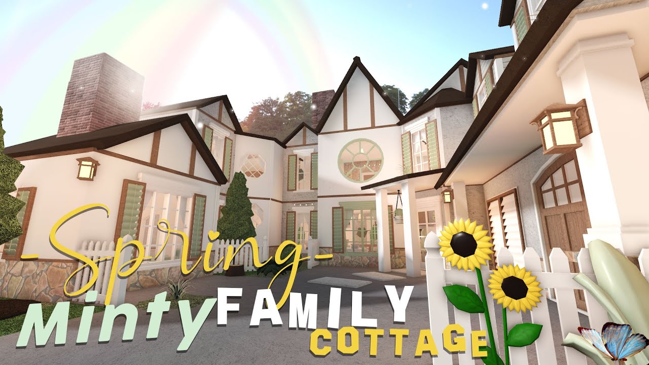 Spring Minty Family Cottage | Bloxburg (no advanced placing) Speed Build