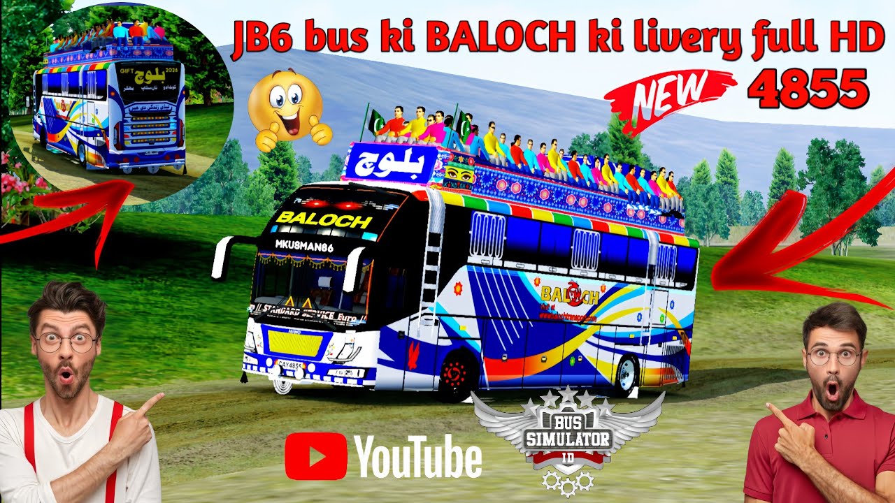 New jb6 bus ki BALOCH EXPRESS ki livery full HD free link bus simulator Indonesia game MKUSMAN86 👌