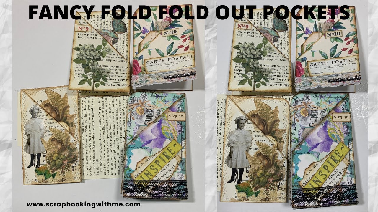 INSPIRED BY MOLLY ~ FANCY FOLD, FOLD OUT POCKETS ~ USE UP THOSE BOOK PAGES