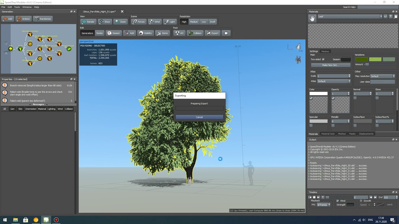 Importing Point Cache Animation from SpeedTree 8.4.2