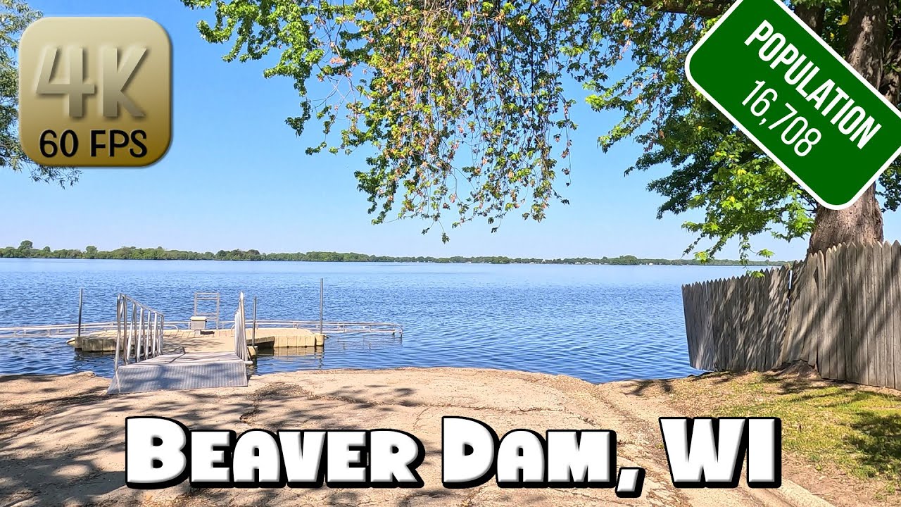 Driving Around Small Town Beaver Dam, Wisconsin in 4k Video