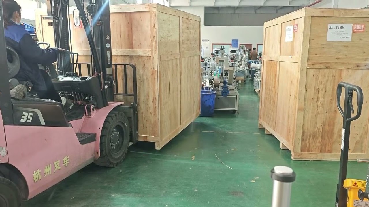 Packaging and loading pics and vids of hanger labeling machine ship to India