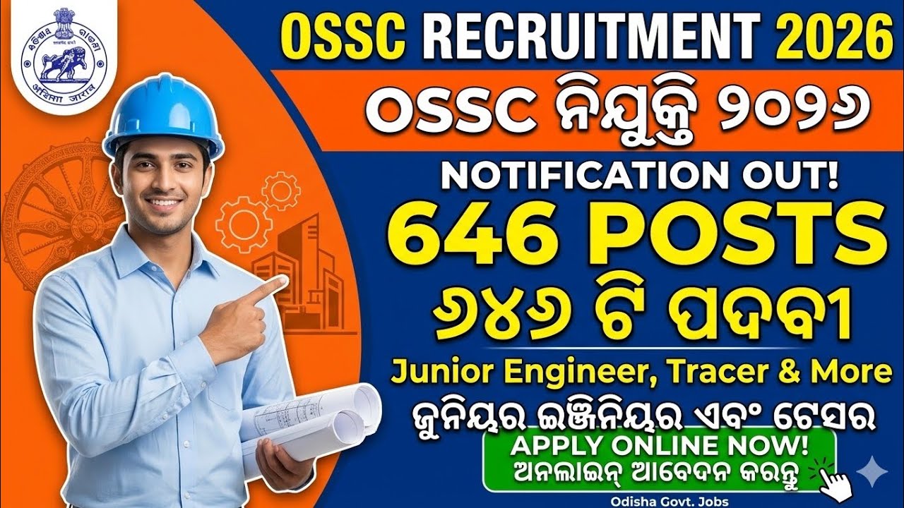 OSSC CTSRE Recruitment 2026 Notification Out - Apply Online for 646 Junior Engineer, Tracer 