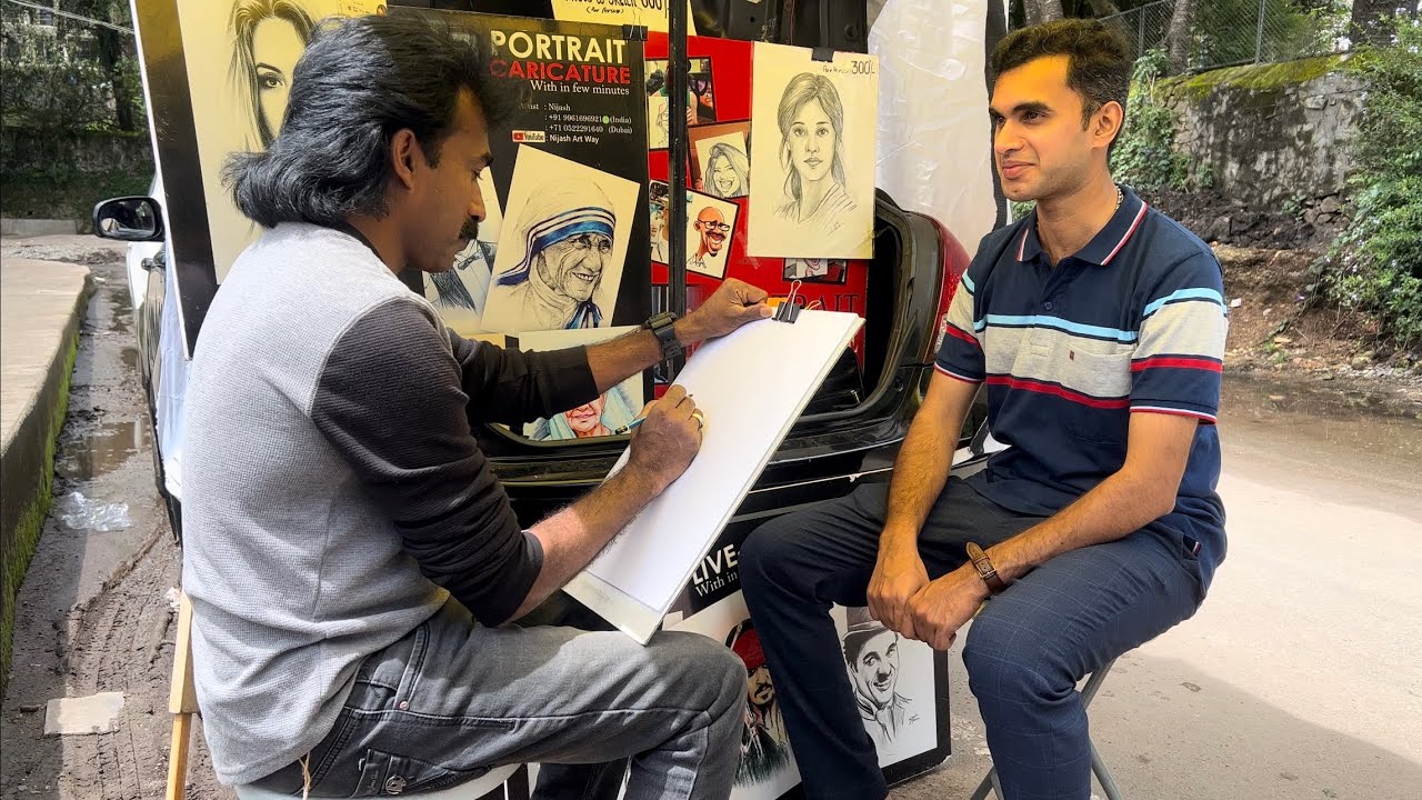 Street artist live portrait sketch 89