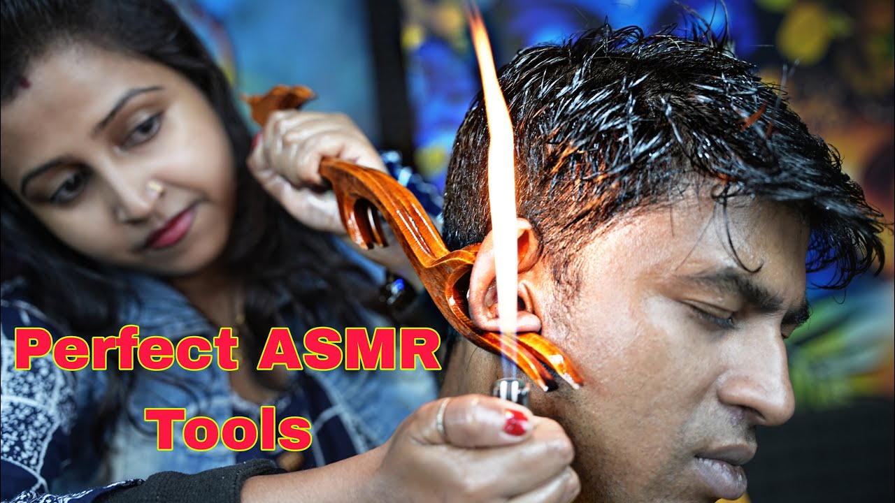 She Using Perfect Tools For Relaxing ASMR Head Massage | Fire Massage By Lady Barber