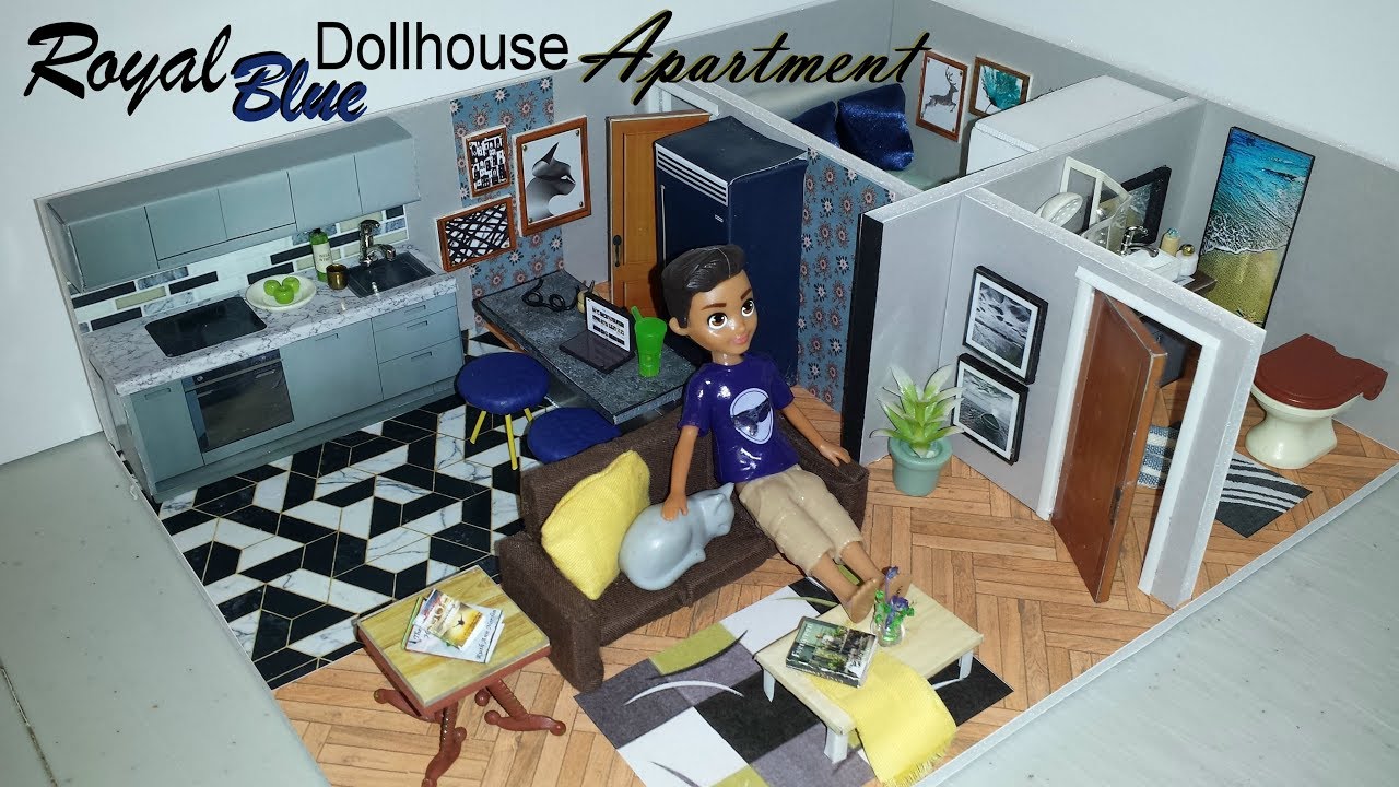 DIY Miniature Royal Blue Dollhouse Apartment