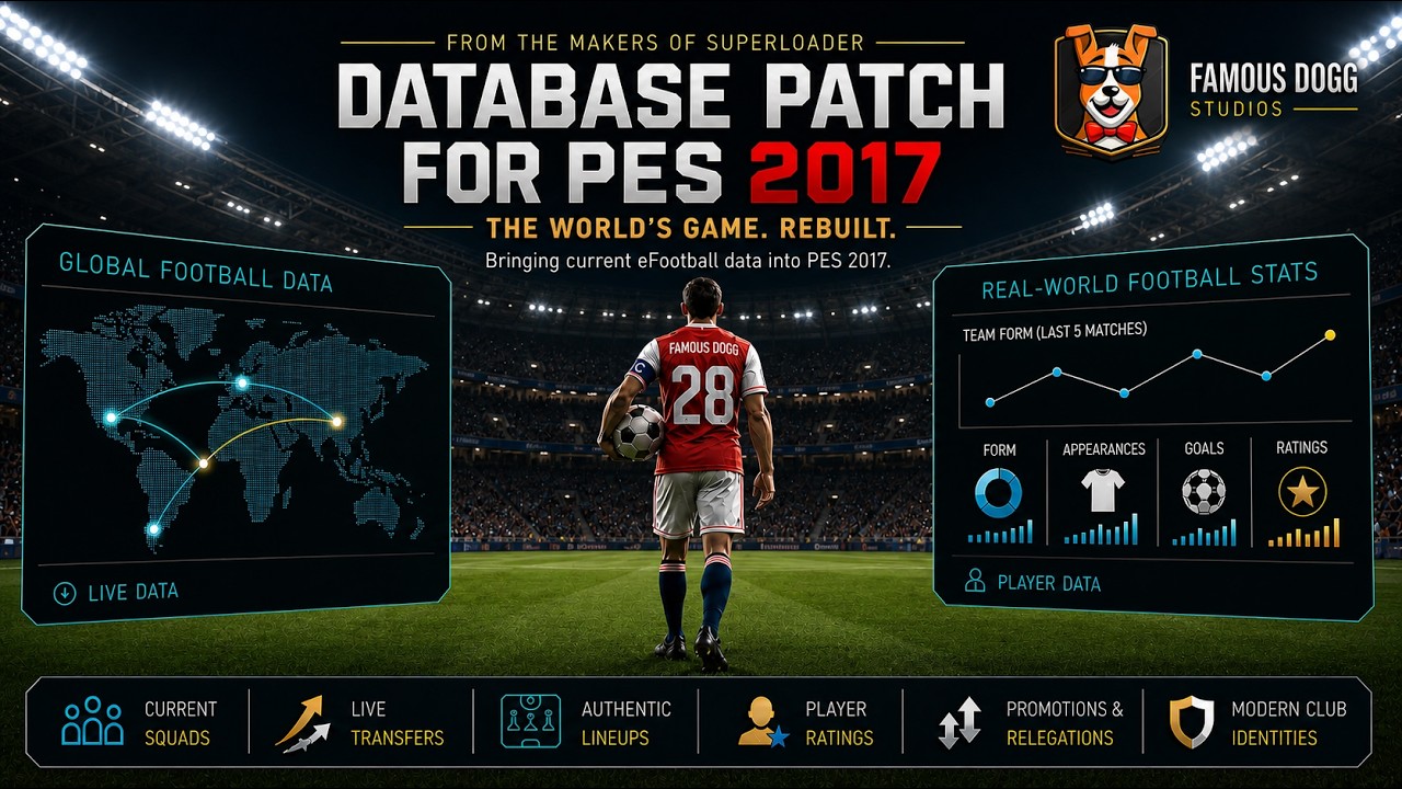 #FAMOUSDOGG #PES2017 #DATABASE #PATCH IS NOW LIVE! ⚽🔥100% FREE! WATCH THE TUTORIAL & START PLAYING!