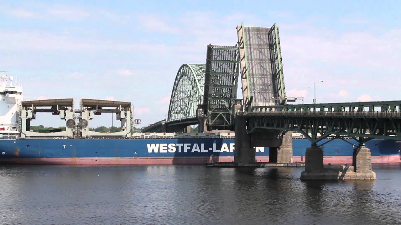 Tacony Palmyra Bridge -  ship passing